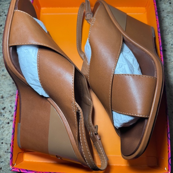 Tory Burch Gabrielle Wedge Sandal – Royal Tan, Size 11M - Picture 2 of 8